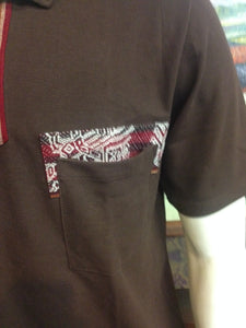 Brown Short Sleeve Peruvian Shirt, Size XL