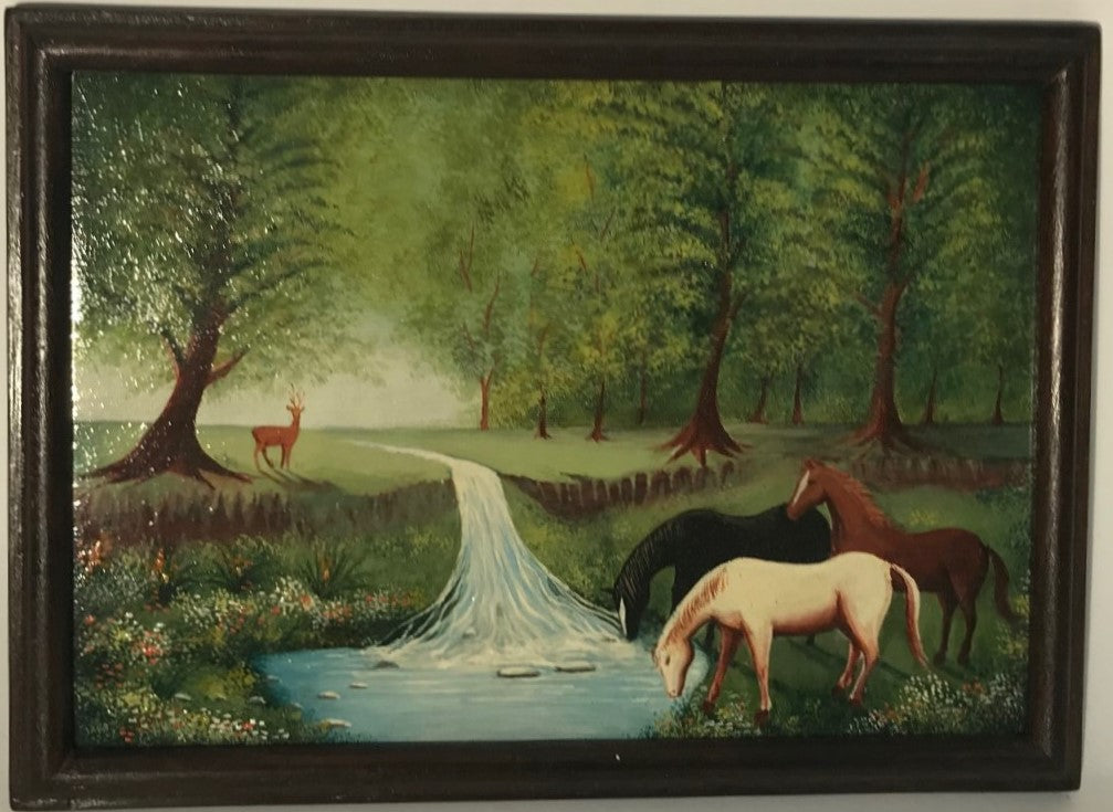 Horses Drinking from River